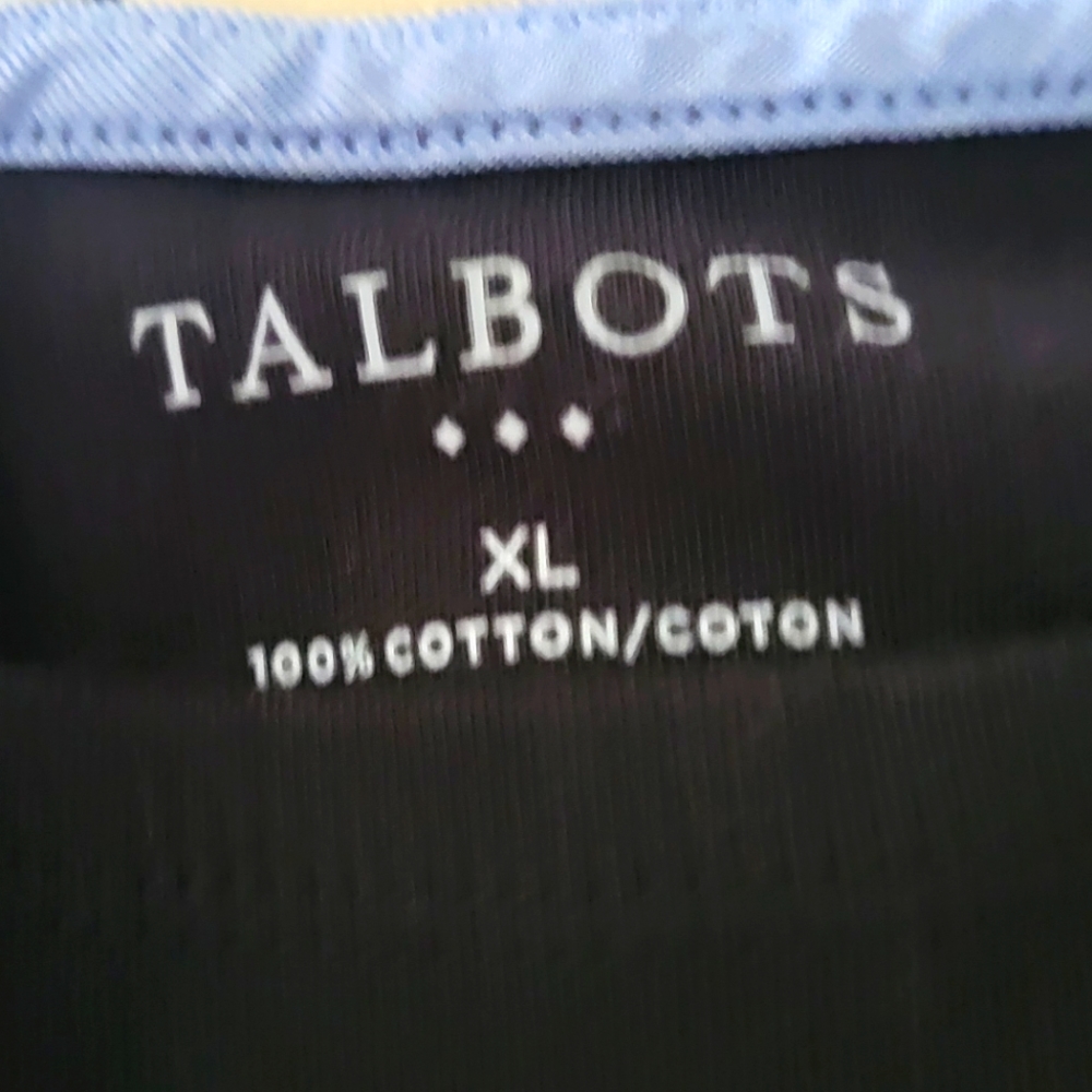 Talbots XL black puma cotton shirt with blue underlay